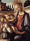 Sandro Botticelli Canvas Paintings - Madonna and Child and Two Angels